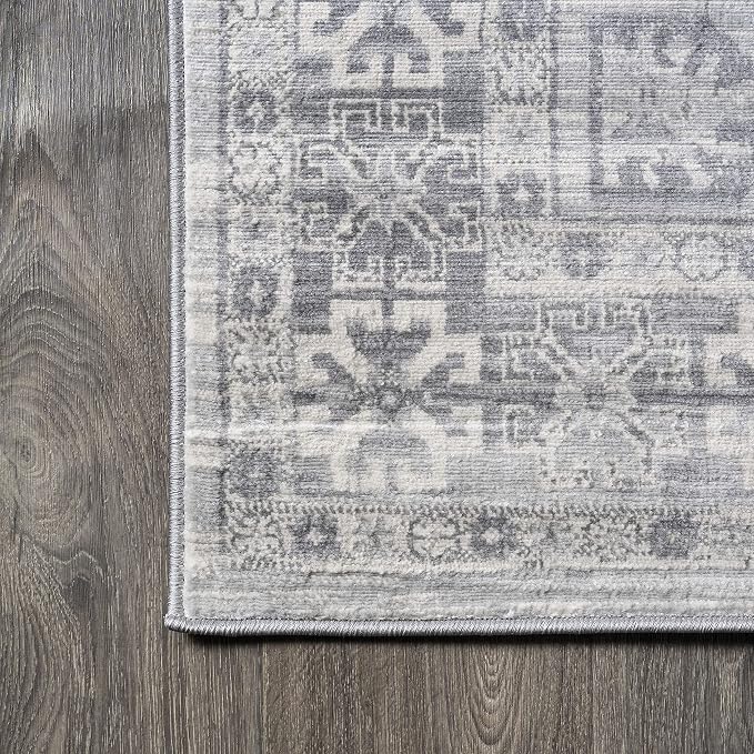 JONATHAN Y Modern Vintage Medallion Light Grey Runner Rug, Easy-Cleaning - Image 9