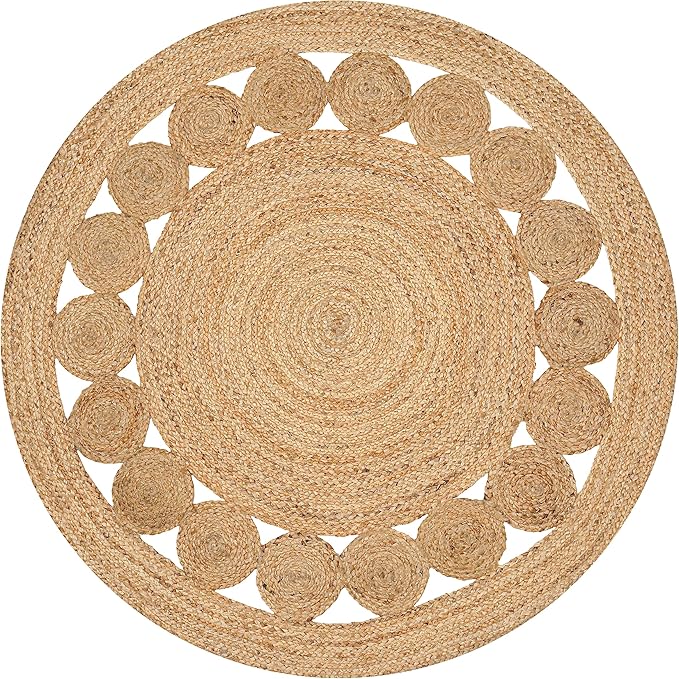 Savi Home Jute Area Rug Handwoven- 4 feet Round- Natural Beige by SaviHome