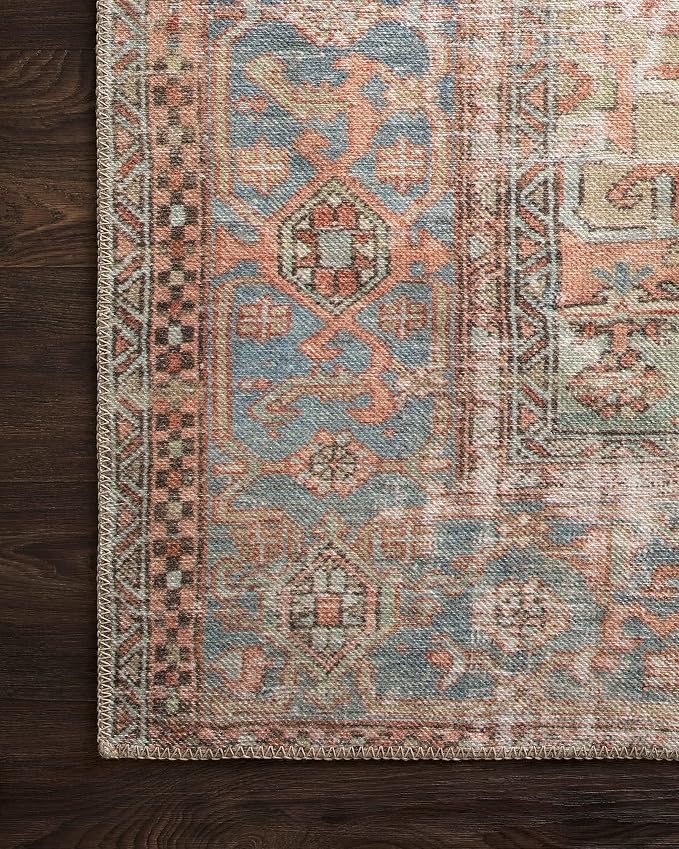 Loloi Loren Collection LQ-15 Terracotta/Sky 3'-6" x 5'-6" Accent Rug - Image 9