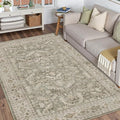 Brown 4x6 Entryway Rug Vintage Area Carpet Indoor Office Washable Door Mat by PureCozy