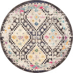 SAFAVIEH Madison Collection 3' Round Black / Yellow MAD418Z Boho Diamond - Image 2