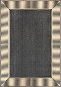 Nuloom Asha Dark Grey/Ivory, Striped Border, Soft and Cozy, High Traffic by nuLOOM