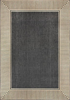 Nuloom Asha Dark Grey/Ivory, Striped Border, Soft and Cozy, High Traffic by nuLOOM