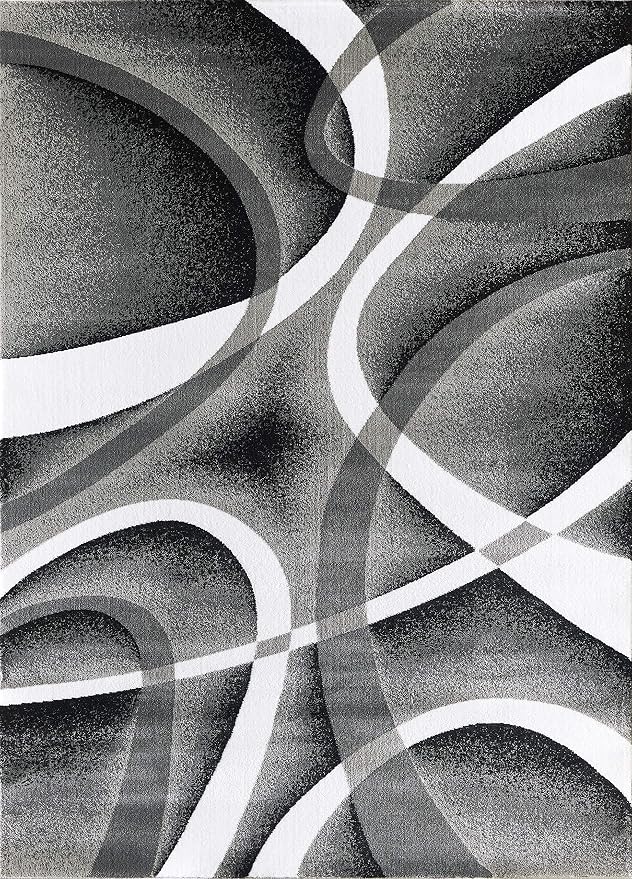 GLORY RUGS Modern Area Rug 4x6 Grey Swirls Carpet Bedroom Living Room - Image 2