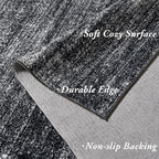 Black and White Rug for Living Room, Washable Abstract Modern Boho Dark 5x7 - Image 3