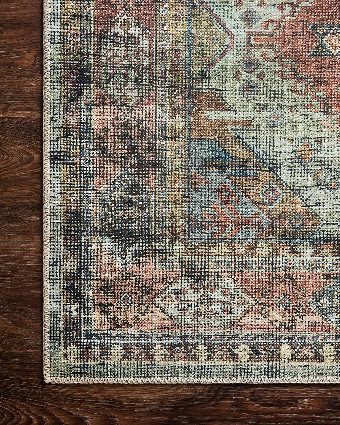 Loloi Skye Collection SKY-06 Apricot/Mist 6'-0" x 6'-0" Round Area Rug - Image 7