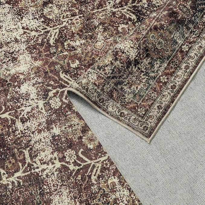Vintage Area Rug 6x9 Rust Red Washable Living Room Large Carpet Non Slip - Image 9