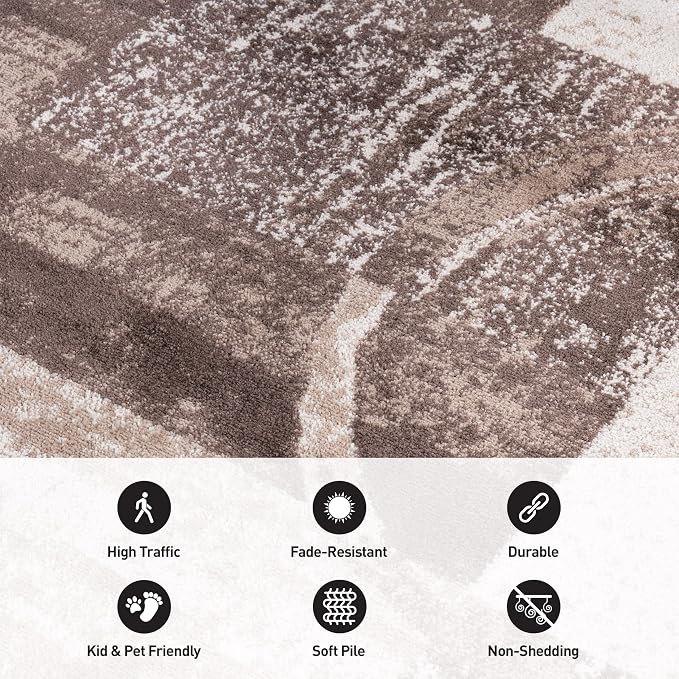 Rugshop Contemporary Abstract Circle Design Area Rug, Fade-Resistant Carpet - Image 4