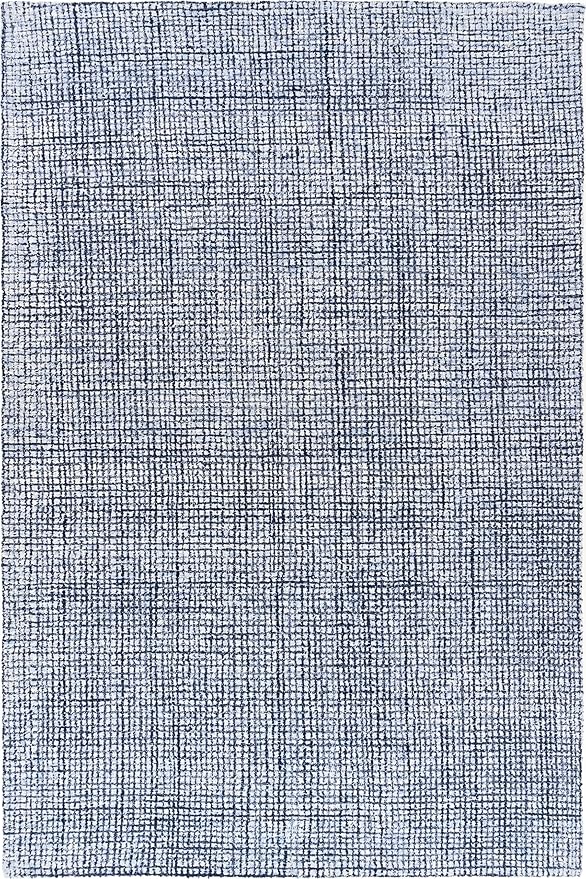 Hand-Tufted 100% Wool Pile Area Rug – Geometric Textured Grid Check Pattern – by RestorationandRenovation