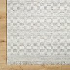 Mark&Day Wool Rugs, 2x8 Clinten Solid and Border Light Gray Runner Checkered Rug - Image 7