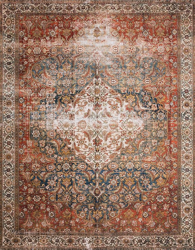 Loloi Layla Collection LAY-05 Ocean/Multi 9'-0" x 12'-0" .13" Thick Area Rug - Image 3
