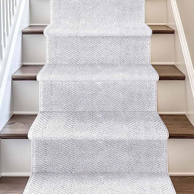 Well Woven Custom Size Hallway & Stair Runner- Harlow Pompeii Light Grey 31 by WellWovenRugs