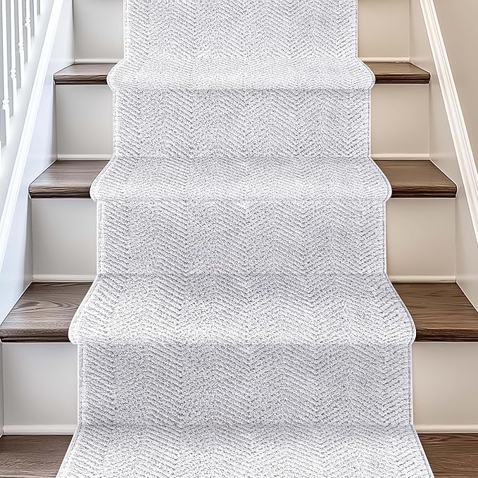 Well Woven Custom Size Hallway & Stair Runner- Harlow Pompeii Light Grey 27 by WellWovenRugs