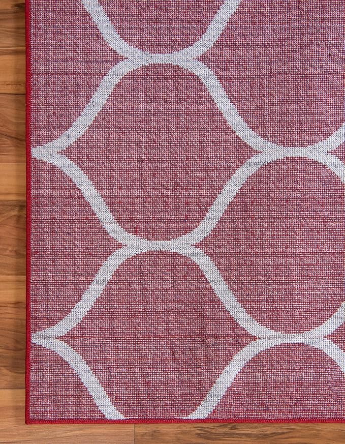 Rugs.com Lattice Frieze Collection Rug – 4' x 6' Red Medium Rug Perfect - Image 9