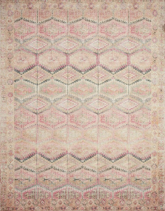 Loloi Layla Collection LAY-17 Pink/Lagoon 3'-6" x 5'-6" .13" Thick Accent Rug - Image 3