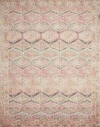 Loloi Layla Collection LAY-17 Pink/Lagoon 2'-6" x 7'-6" .13" Thick Runner Rug - Image 2