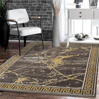 GLORY RUGS Area Rugs Marble 4x5 Brown Gold Carpet Modern Abstract Rug Living by GLORYRUGS