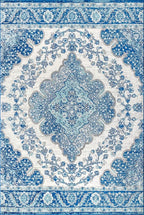JONATHAN Y Boho Vintage Cream/Blue Indoor Area Rug, Bohemian Flair Medallion - Image 10