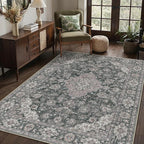 HUGEAR Retro Black Area Rug 5x7 Machine Washable Living Room Rugs Distressed by HUGEAR
