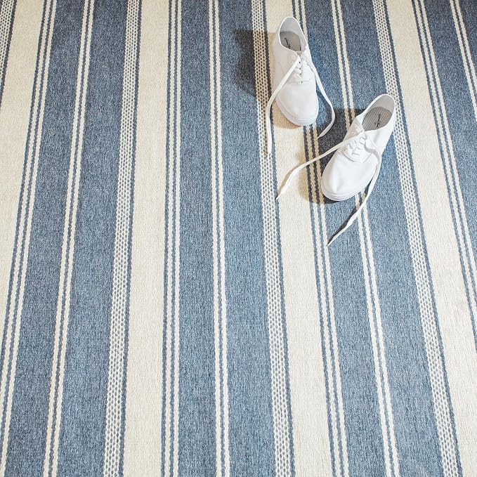 Dash & Albert Bowman Stripe Blue Machine Washable Rug, 3 X 5 Feet - Image 2