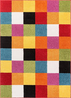 Well Woven Modern Rug Squares Multi Geometric Accent Area Rug Entry Way Bright - Image 3
