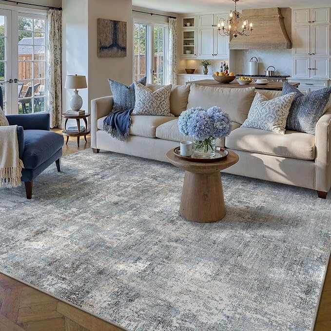 Machine Washable Area Rug 6x9 Grey Large Living Room Indoor Accent Rug Neutral - Image 5