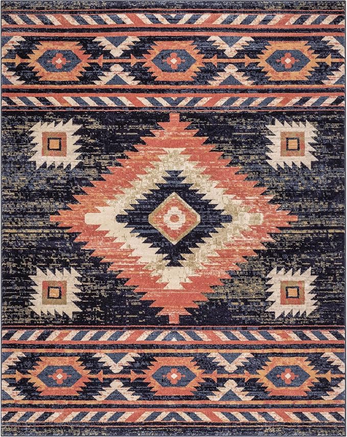Well Woven Tulsa Lea Blue Traditional Southwestern Tribal 3x5 Area Rug - Image 3