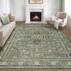 10x12 Area Rug Living Room: Washable Boho Large Neutral Vintage Soft Rugs Stain by LOONGRUG