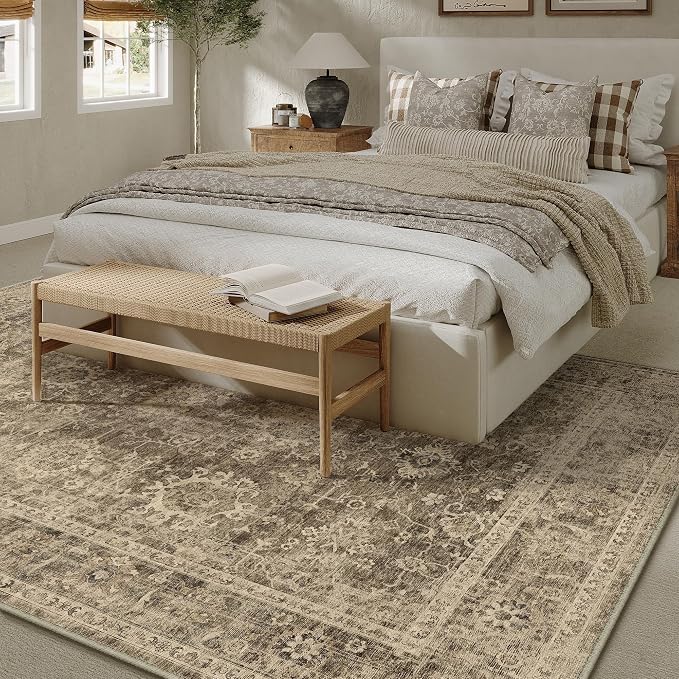 10x12 Brown Vintage Area Rug for Living Room Bedroom Large Distressed Rustic - Image 3