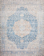 Loloi Layla Collection LAY-07 Blue/Tangerine 2'-0" x 5'-0" .13" Thick Accent Rug - Image 3