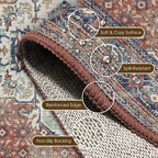 Washable Area Rug 5' x 7' Vintage Traditional Persian Mat - Image 6