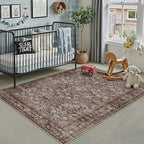 HUGEAR 3x5 Machine Washable Rugs Tradition Brown Hallway Area Rug Indoor Accent - Image 4