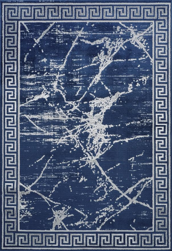 GLORY RUGS Area Rugs Marble 8x10 Navy Gray Carpet Modern Abstract Rug Living - Image 2