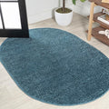 JONATHAN Y Haze Solid Low-Pile Turquoise 3x5 Oval Indoor Area Rug, Minimalist by JONATHANY