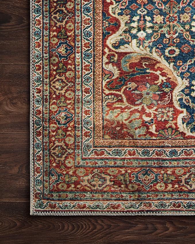 Loloi Layla Collection LAY-09 Cobalt Blue/Spice 2'-6" x 7'-6" .13" Thick Runner - Image 7