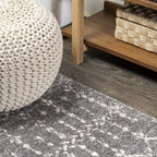 JONATHAN Y Boho Vintage Diamond Gray/Ivory Square Area Rug 5X5 ft, Moroccan Hype - Image 4