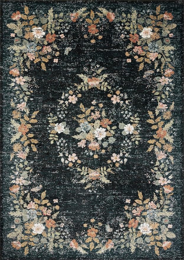 Loloi Rifle Paper Co. Laurel Collection LAU-01 Dark Navy 2'-8" x 4' Accent Rug - Image 4