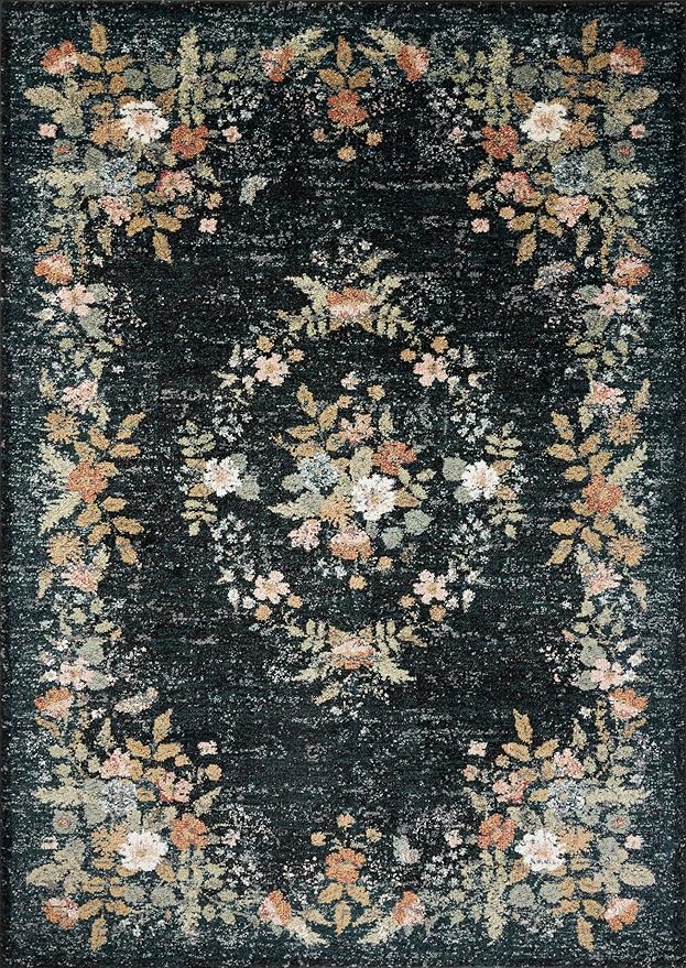 Loloi Rifle Paper Co. Laurel Collection LAU-01 Dark Navy 9'-2" x 12'-2" Area Rug - Image 4