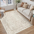 Light Brown Area Rug 4x6 Office Entryway Rug Machine Washable Kitchen Vintage by PureCozy