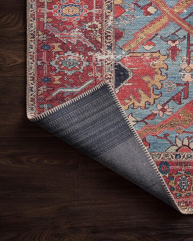 Loloi Loren Collection LQ-10 Blue/Red 7'-6" x 9'-6" Area Rug - Image 4