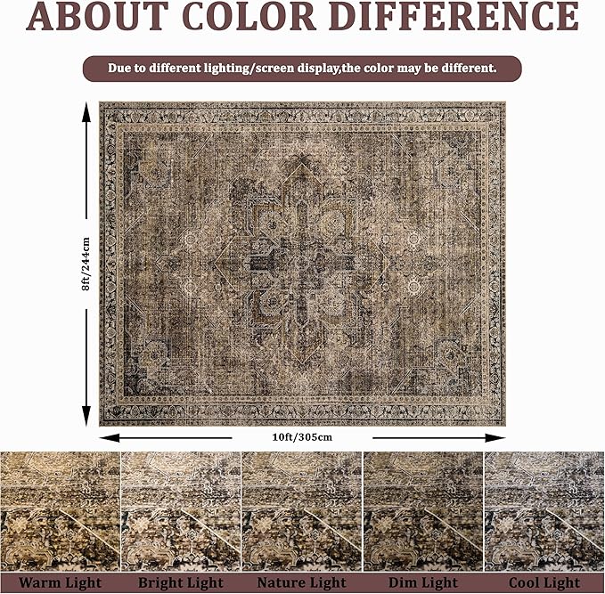 Washable 6x9 Area Rug for Living Room, Carpet for Bedroom Dining Room, Non - Image 2