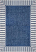 Nuloom Asha Navy/Ivory, Striped Border, Soft and Cozy, High Traffic, Stain - Image 2