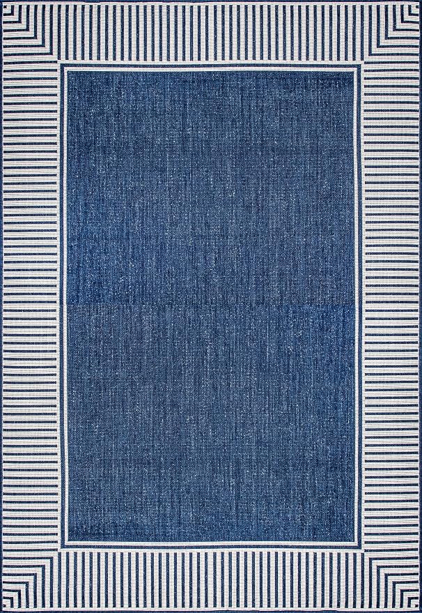 Nuloom Asha Navy/Ivory, Striped Border, Soft and Cozy, High Traffic, Stain - Image 2
