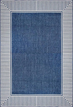 Nuloom Asha Navy/Ivory, Striped Border, Soft and Cozy, High Traffic, Stain - Image 2