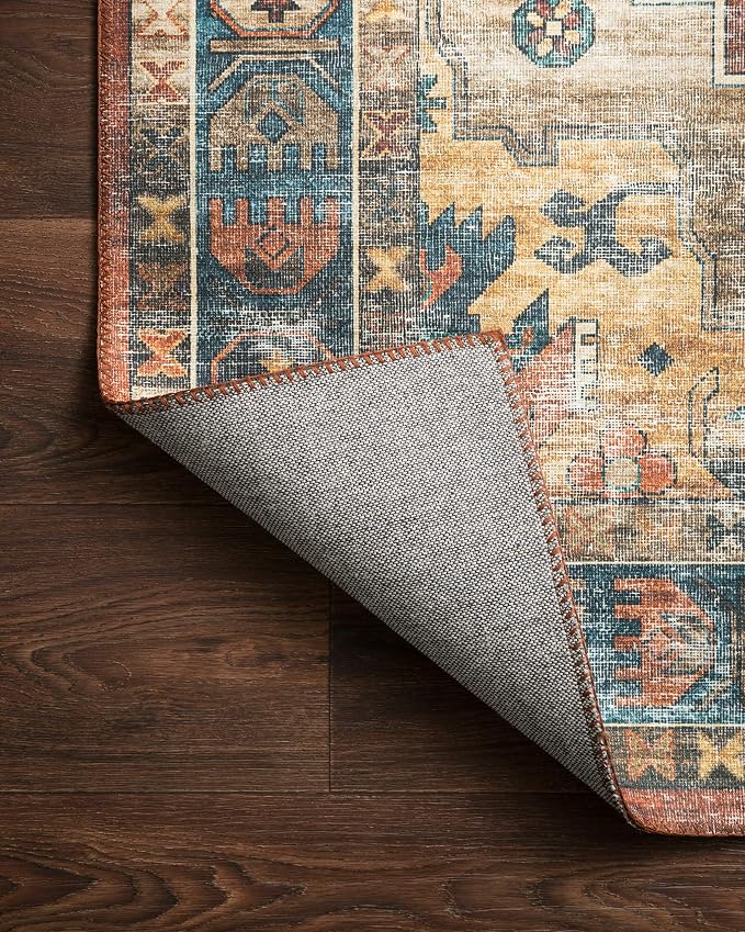 Loloi Skye Collection SKY-11 Rust/Blue 6'-0" x 6'-0" Round Area Rug - Image 7