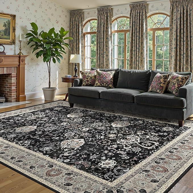 9x12 Rugs for Bedroom, Vintage Washable Rugs Non Slip Large Area Rug for Living - Image 3