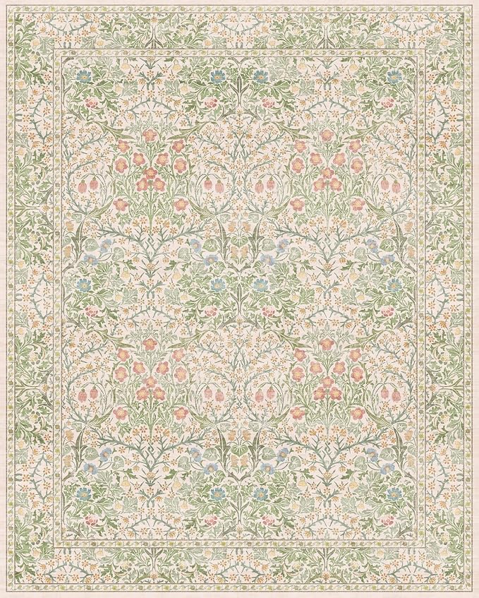 Washable 8x10 Rugs for Living Room, Light Green Oriental Rugs for Bedroom - Image 2