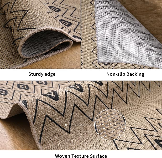 Tangsoo Modern Geometric Easy Jute Rug 3x5 Small Area Rug, Non-Slip Washable Rug - Image 5