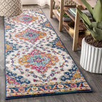 JONATHAN Y Boho Vintage Blue/Multi Runner Rug, Bohemian Flair Medallion by JONATHANY