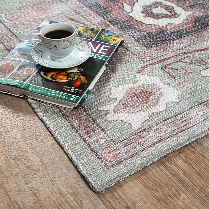 Fame Living Green Oushak Rug, Modern Small Rugs, Door Mat, Doormat - Image 9